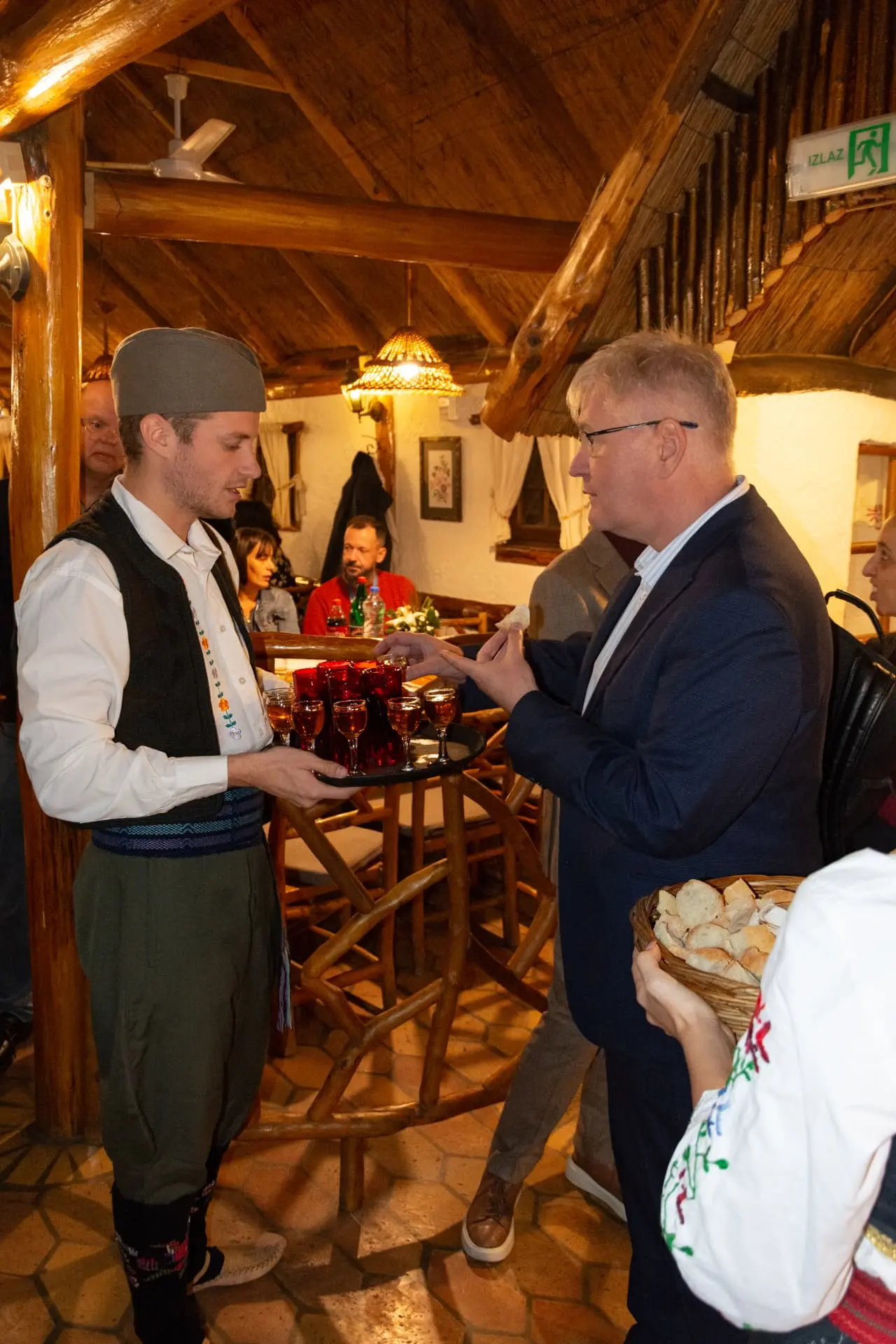 Traditional Serbian welcome with rakija